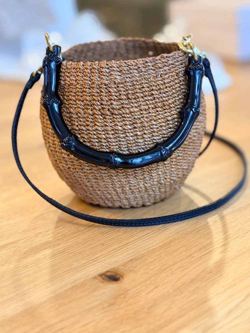 Clare V PETIT POT DE MIEL W/ BAMBOO HANDLE in Dulce De Leche NWT $245 - Picture 7 of 10